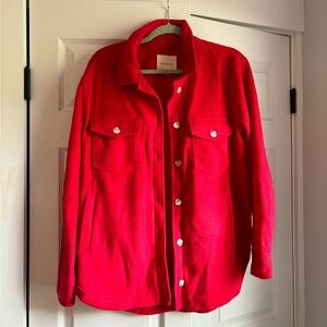 THREAD AND SUPPLY Red Fleece Shacket